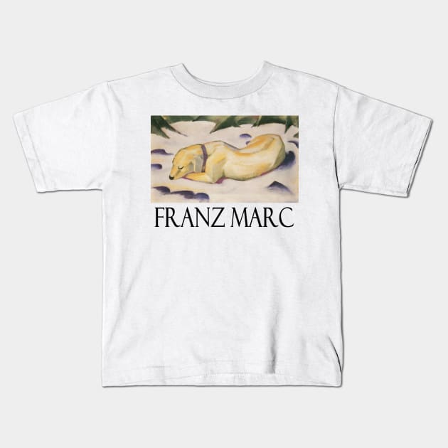 Dog Lying in Snow by Franz Marc Kids T-Shirt by Naves